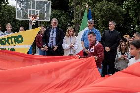 Prime Minister Giorgia Meloni Inaugurates The New Sports Centre At Parco Verde In Caivano.