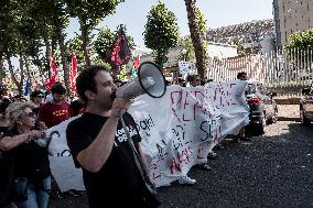 A Presidium At RAI Headquarters In Naples After The Denunciations Of The 13 February Demonstration.