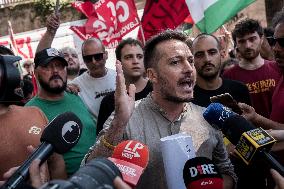 A Presidium At RAI Headquarters In Naples After The Denunciations Of The 13 February Demonstration.