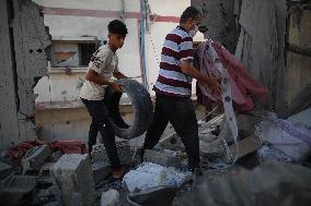 MIDEAST-GAZA-NUSEIRAT REFUGEE CAMP-DESTRUCTION