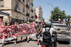 Protest During The Visit Of Prime Minister Giorgia Meloni To Bagnoli, Naples.