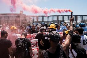 Protest During The Visit Of Prime Minister Giorgia Meloni To Bagnoli, Naples.