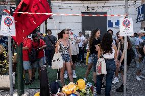 Protest During The Visit Of Prime Minister Giorgia Meloni To Bagnoli, Naples.