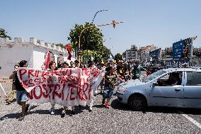 Protest During The Visit Of Prime Minister Giorgia Meloni To Bagnoli, Naples.