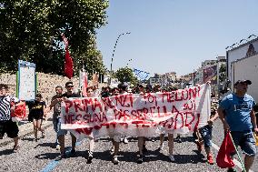 Protest During The Visit Of Prime Minister Giorgia Meloni To Bagnoli, Naples.