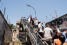 Protest During The Visit Of Prime Minister Giorgia Meloni To Bagnoli, Naples.