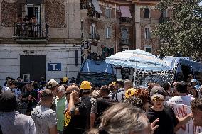 Protest During The Visit Of Prime Minister Giorgia Meloni To Bagnoli, Naples.