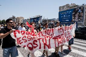 Protest During The Visit Of Prime Minister Giorgia Meloni To Bagnoli, Naples.