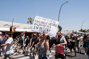 Protest During The Visit Of Prime Minister Giorgia Meloni To Bagnoli, Naples.