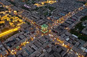 Night Scenery Of Taiyuan Ancient County - China