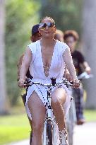 Jennifer Lopez Rides Her Bike - The Hamptons