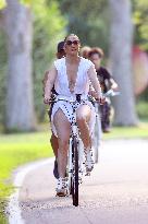 Jennifer Lopez Rides Her Bike - The Hamptons