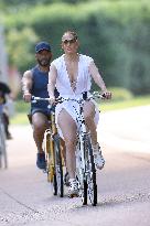 Jennifer Lopez Rides Her Bike - The Hamptons