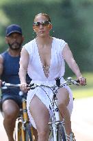 Jennifer Lopez Rides Her Bike - The Hamptons