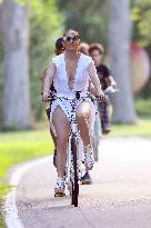 Jennifer Lopez Rides Her Bike - The Hamptons