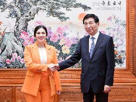 CHINA-BEIJING-WANG HUNING-SPEAKER OF CHILEAN CHAMBER OF DEPUTIES-MEETING (CN)