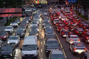 Weekend Traffic Jam In Shanghai