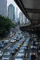 Weekend Traffic Jam In Shanghai