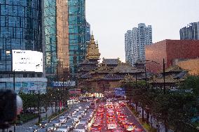 Weekend Traffic Jam In Shanghai