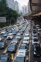 Weekend Traffic Jam In Shanghai