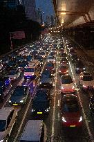 Weekend Traffic Jam In Shanghai