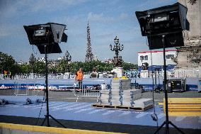 Paris 2024 - Final Preparations Of Famous Parisian Spots For Olympic Games