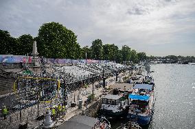 Paris 2024 - Final Preparations Of Famous Parisian Spots For Olympic Games