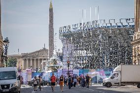 Paris 2024 - Final Preparations Of Famous Parisian Spots For Olympic Games