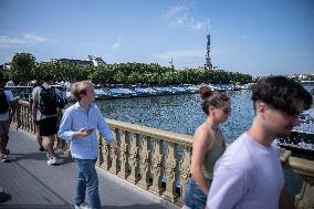 Paris 2024 - Final Preparations Of Famous Parisian Spots For Olympic Games