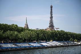 Paris 2024 - Final Preparations Of Famous Parisian Spots For Olympic Games