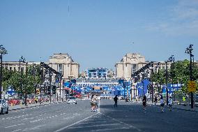 Paris 2024 - Final Preparations Of Famous Parisian Spots For Olympic Games