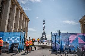 Paris 2024 - Final Preparations Of Famous Parisian Spots For Olympic Games