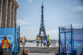 Paris 2024 - Final Preparations Of Famous Parisian Spots For Olympic Games