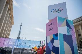 Paris 2024 - Final Preparations Of Famous Parisian Spots For Olympic Games