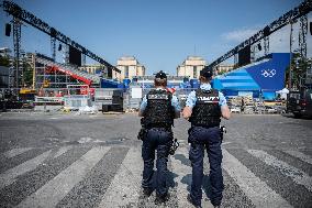 Paris 2024 - French Police Secure Perimeter Around Olympic Sites