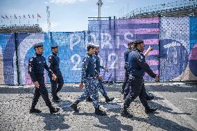 Paris 2024 - French Police Secure Perimeter Around Olympic Sites