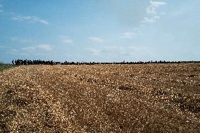 Large Mobilization Against The Mega-basins Near Poitiers And The Firing Of Tear Gas Started A Fire