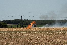 Large Mobilization Against The Mega-basins Near Poitiers And The Firing Of Tear Gas Started A Fire