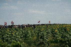 Large Mobilization Against The Mega-basins Near Poitiers And The Firing Of Tear Gas Started A Fire