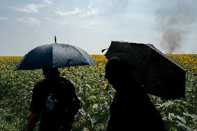 Large Mobilization Against The Mega-basins Near Poitiers And The Firing Of Tear Gas Started A Fire