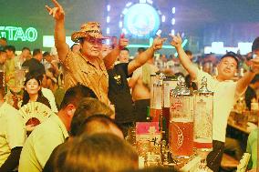 Tourists at 34th Qingdao International Beer Festival