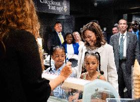 VP Harris Stops By Tyra Banks' Ice Cream Shop - Washington