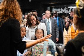 VP Harris Stops By Tyra Banks' Ice Cream Shop - Washington