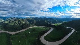 (FlyOverChina) CHINA-QINGHAI-JIUZHI-YELLOW RIVER-SCENERY (CN)