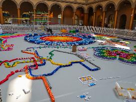 Domino Artist Lily Hevesh Prepares 100,000 Dominos In The National Building Museum For A Topple.