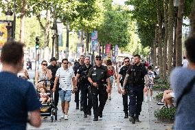 Paris 2024 - Canadian Police Officers Patrol Ahead of Olympics - Paris