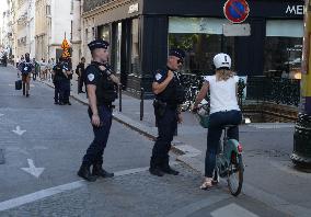 Paris 2024 - Parisians And Tourists Cope With Security Perimeter