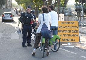 Paris 2024 - Parisians And Tourists Cope With Security Perimeter