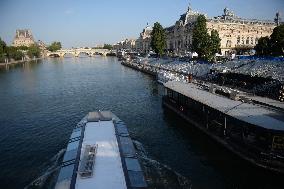 Paris 2024 - Parisians And Tourists Cope With Security Perimeter