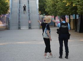 Paris 2024 - Parisians And Tourists Cope With Security Perimeter